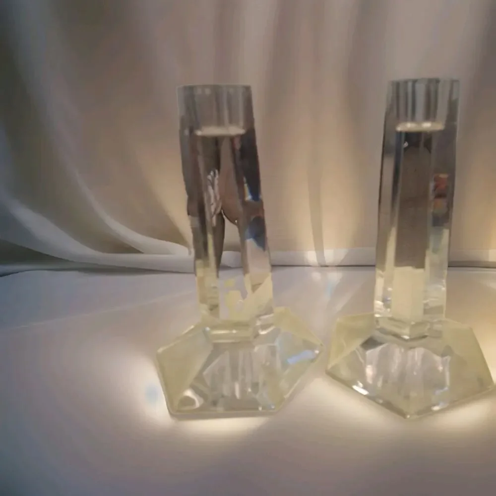 Two Crystal 6” Candle Holders Frank Lloyd Wright Miller Rogaska Read